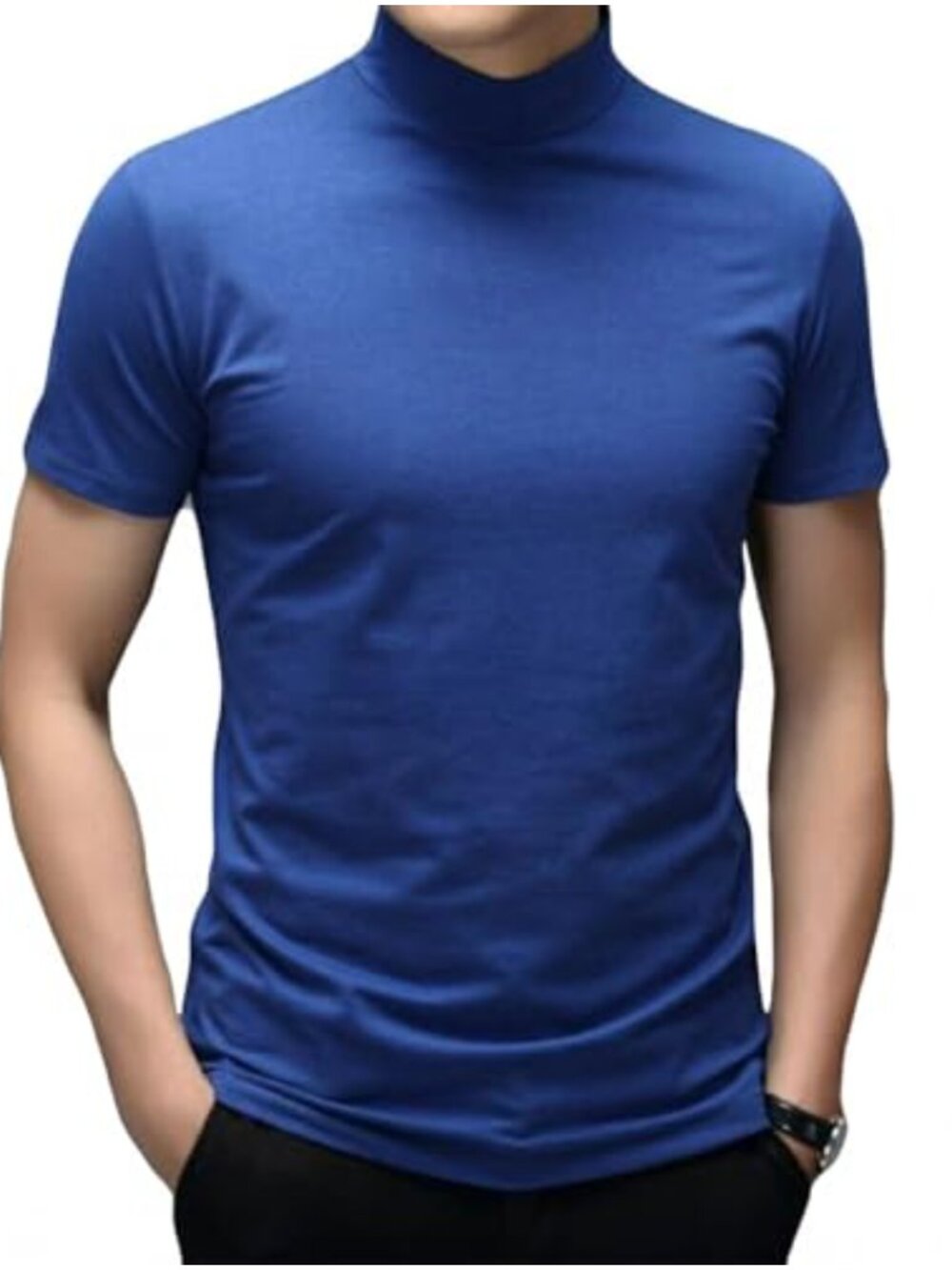 Mens Slim Fit Mock Turtleneck Short Sleeve Thermal Undershirt Pullover Top